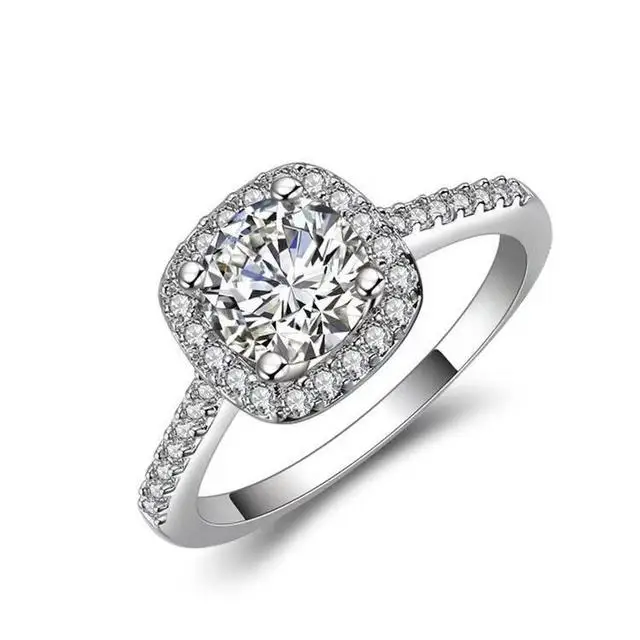 Crystal Engagement Hot Sale Rings for Women 18 K Gold Plate AAA White Zircon Cubic Elegant Female Wedding
