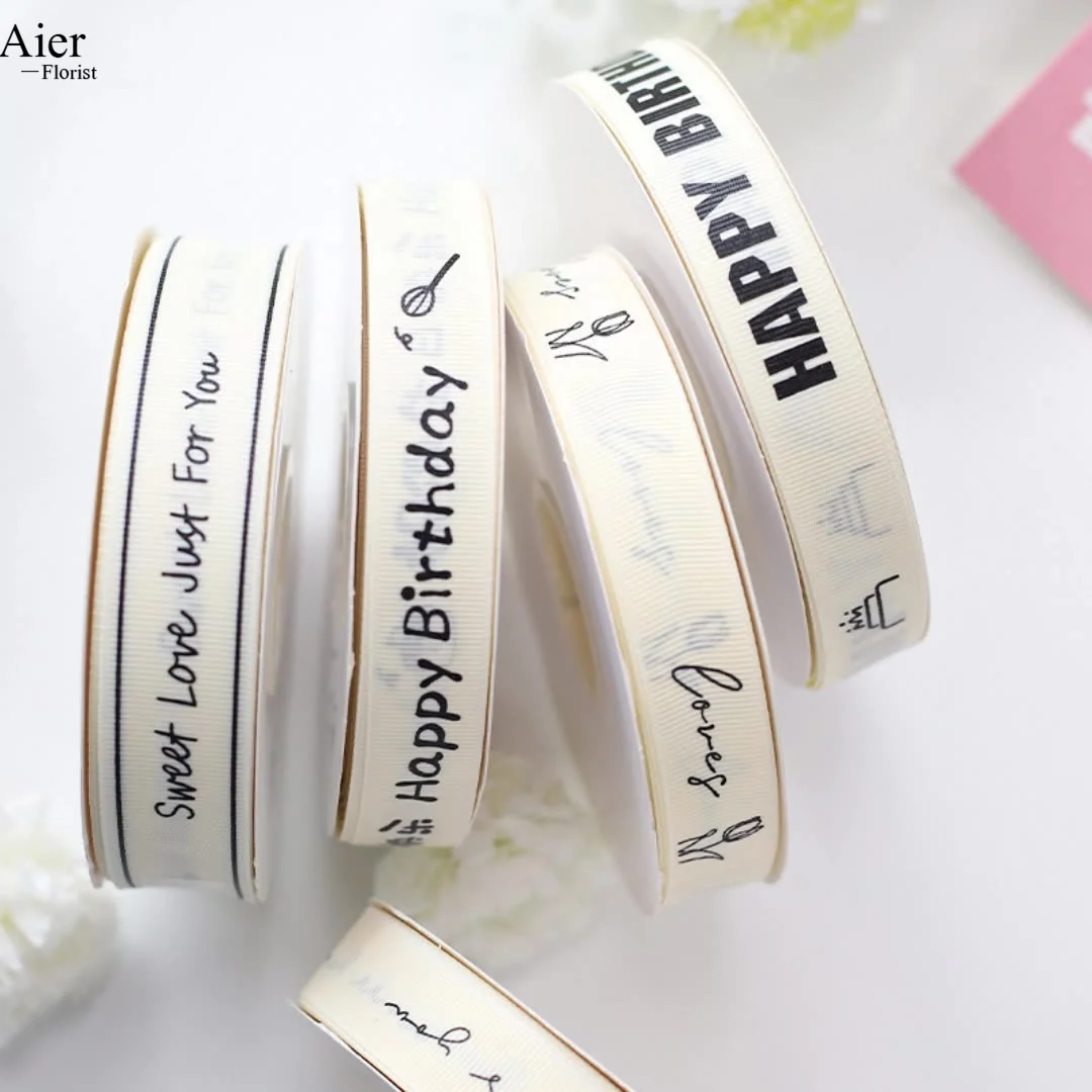 Новая лента Aierflorist с английскими буквами и корсажными лентами для коробок для тортов