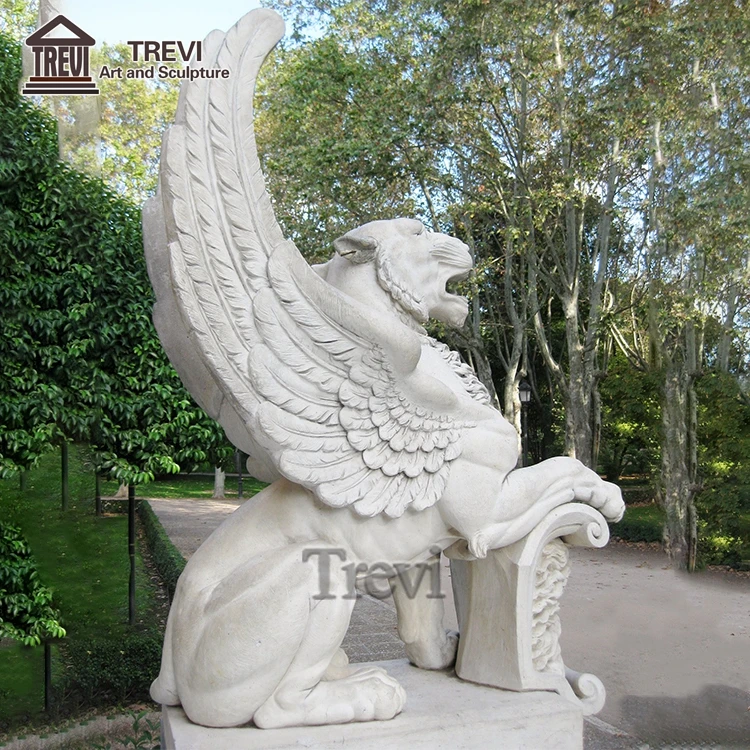Antique Outdoor Garden Stone Animal Sculpture Marble Griffin Statue