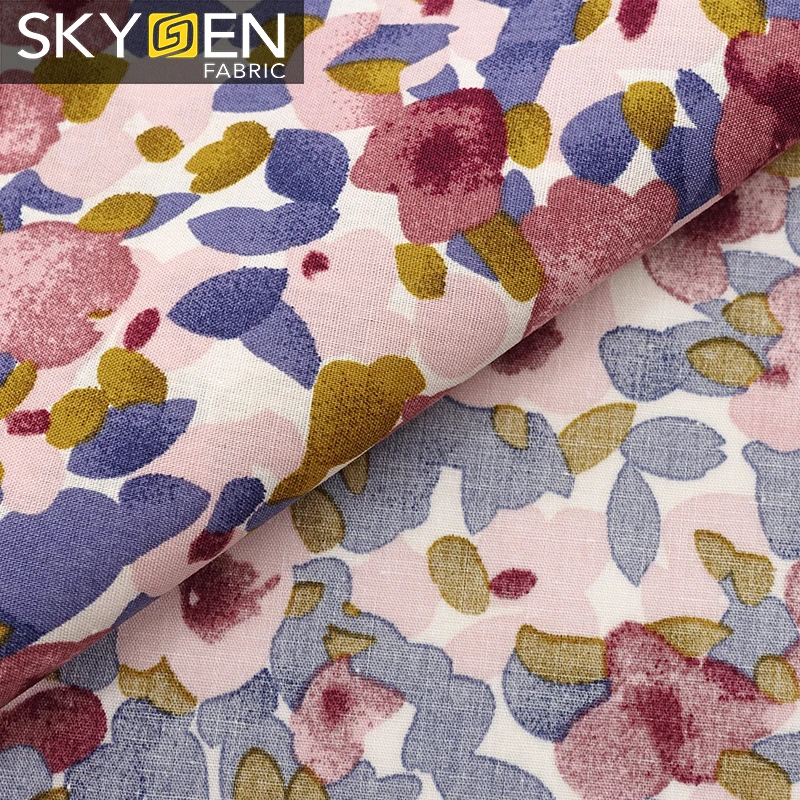 Skygen 105 gsm guangzhou textile market cotton fabric in bulk 100% cotton floral print fabric cotton poplin printed fabric