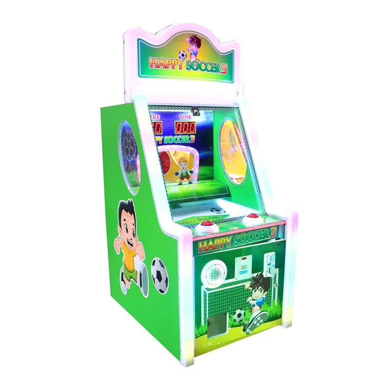 Threeplus coin pusher arcade game happy soccer 3 machine kids football shooting machine