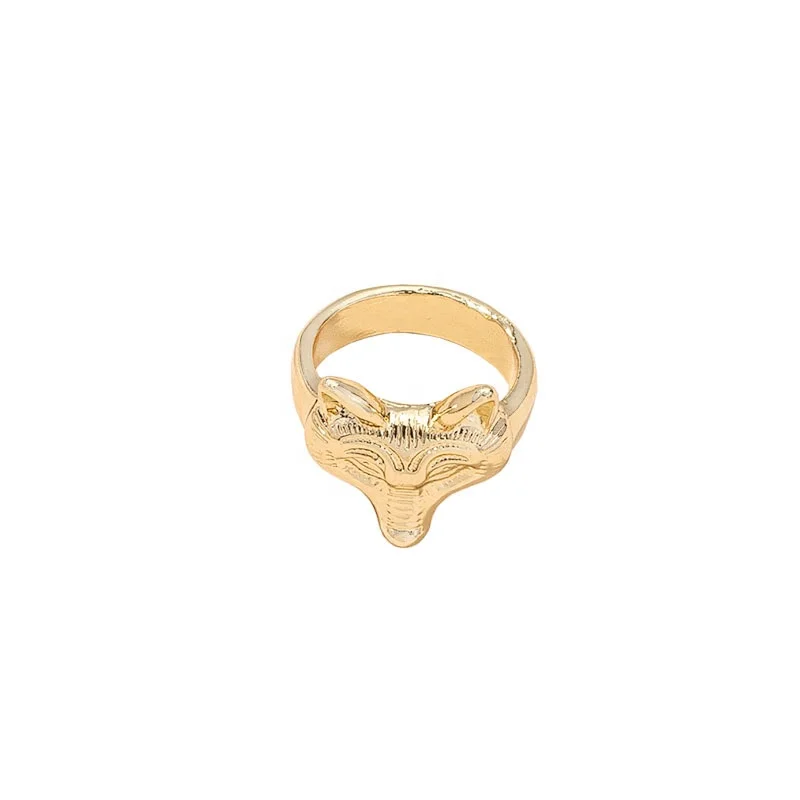
2021 Classic Trendy New European Style Simple Fashion Fox Ring Female INS Exaggerated Creative Design Hot Selling Jewelry Wholes 