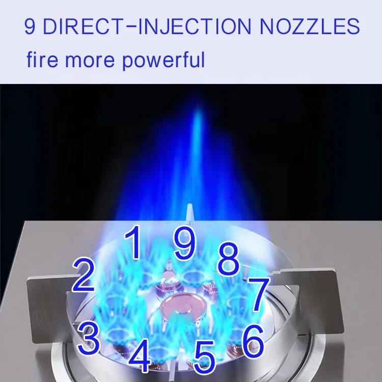 stainless steel panel big fire built in Liquefied Petroleum gas 2 burner gas stove cooker