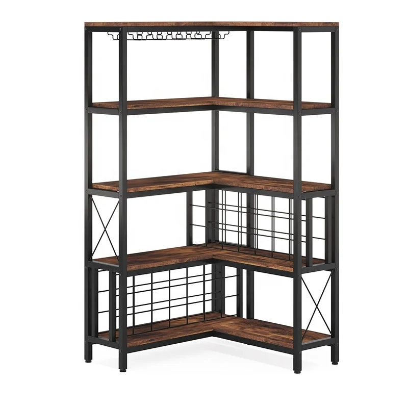 Угловая вешалка для вина 5-ярусная L-образные барные шкафы хранения спиртных напитков и стаканов домашней кухни столовой полки ящиков с напитками