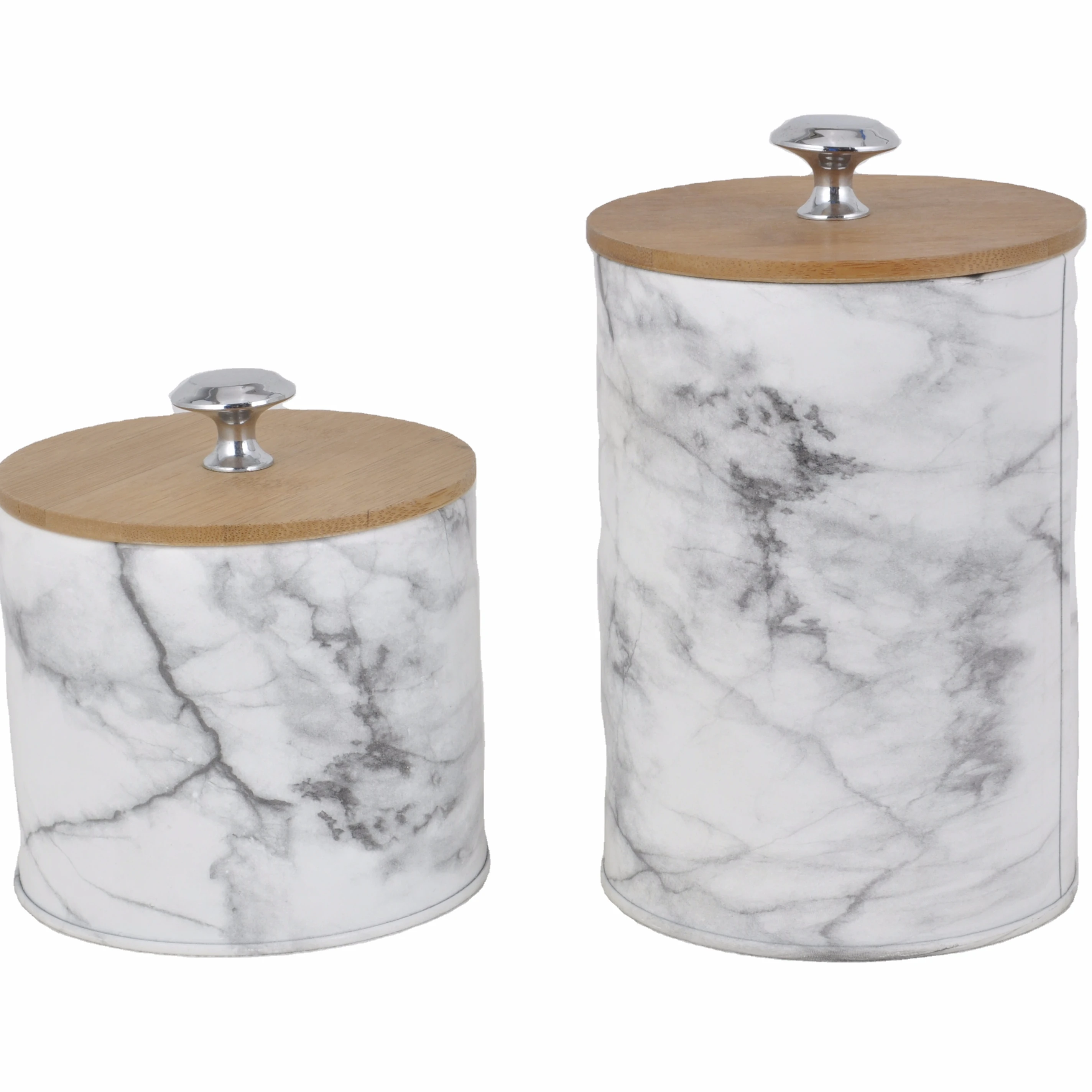 Trade assurance food storage canister with airtight wood lid for kitchen household and marble finished