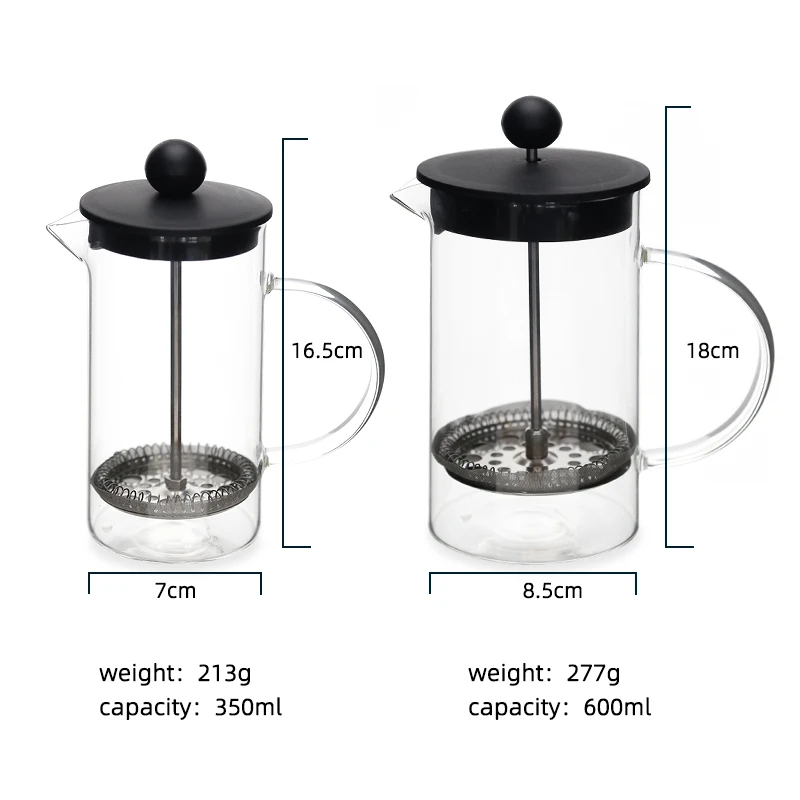 borosilicate wholesale coffee and tea 2 cup 3 cup french press manufacturing