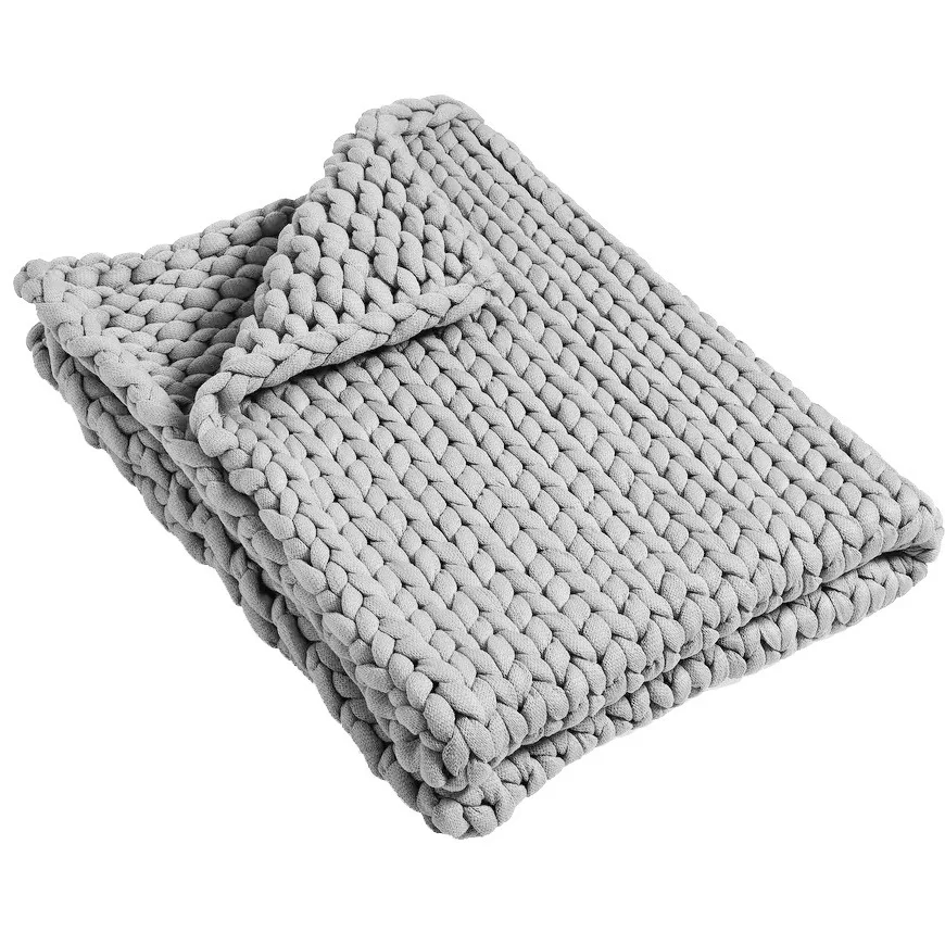 Custom Weighted Blanket Knitted Premium Weighted Blanket Throw No Fillers Heavy Cooling Soft Material Knit Blanket Custom Cotton