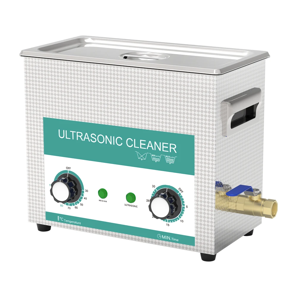 For fuel injector machinery parts cleaning ultrasonic ultrasound washer machine 6.5liters with heater 300w drainage