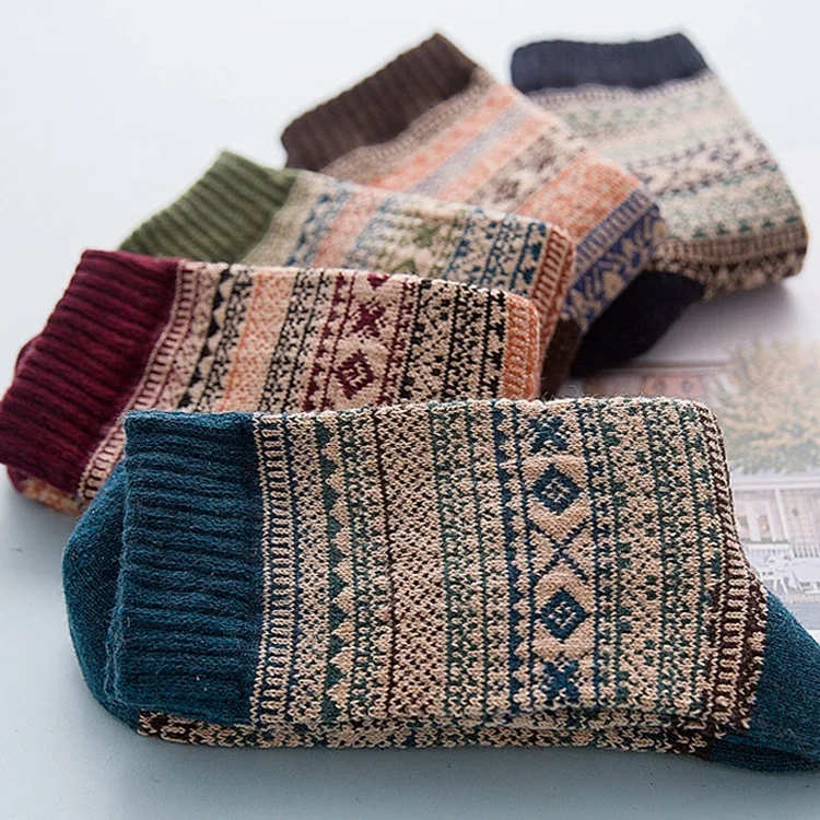 Custom thick autumn winter warm stripe wool business men socks