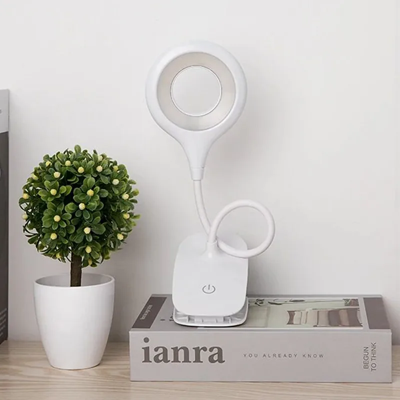 LED Desk Lamp Clip on Type USB Charging With Built In Lithium Battery Touch Dimming Student Learning Reading Table Lamp