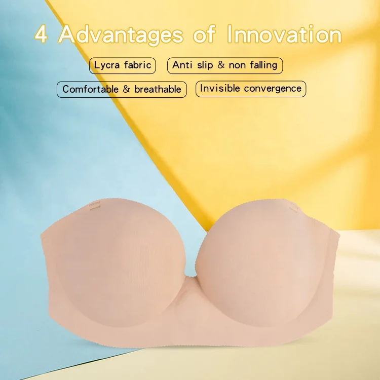 New Arrival strapless underwear adhesive Seamless Traceless Breathable Push up Inflatable bra for women