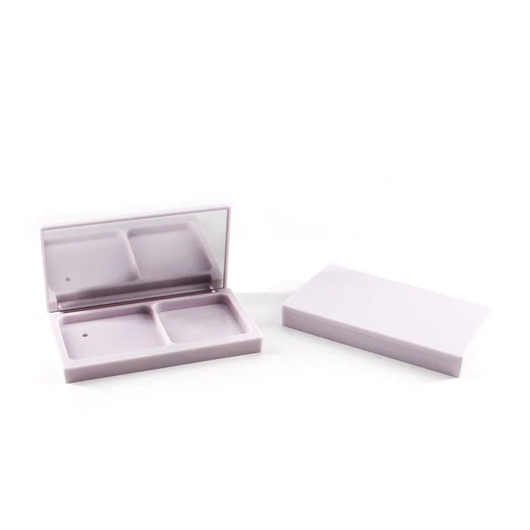 Unique brand decorated mirror 2 pans pink makeup powder case empty blush powder compact