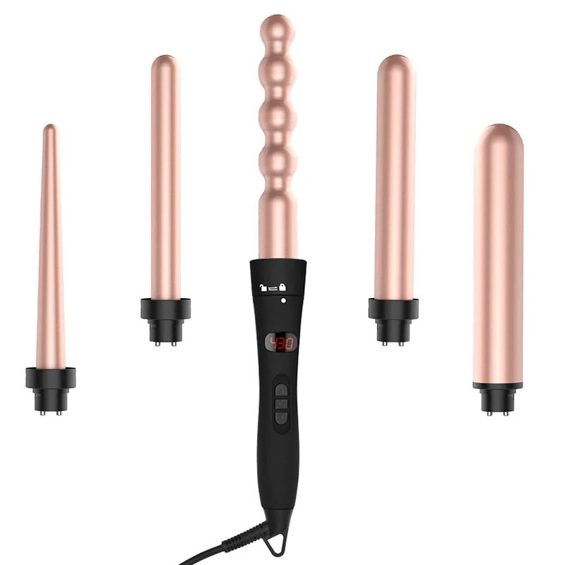 Home DIY Hair Beauty Tool Interchangeable Portable 5 Piece Hair Curler Set 5p Hair Roller Curler Rod Ceramic 5 in 1 Curler Set