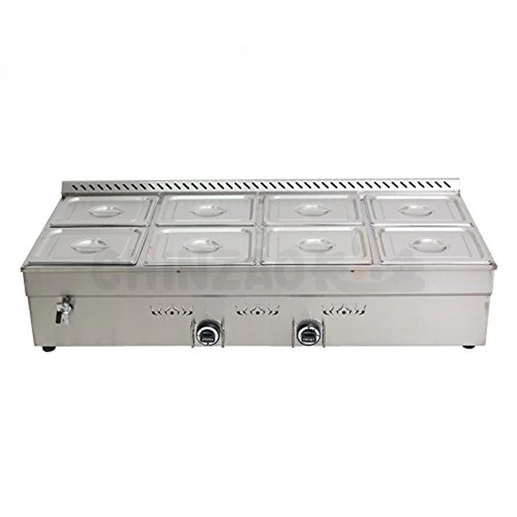 Catering Buffet Equipment Table Top 8-Pan LP Gas Bain-Marie Buffet Steam Gas Bain Marie Food Warmer