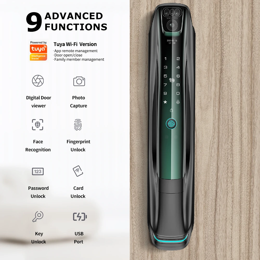 3d Face Recognition Smart Door Lock Digital Password Electronic Lock App Control Unlock Security Smart Door Lock