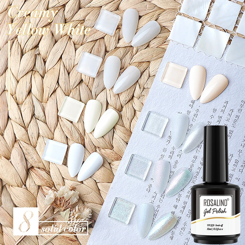 ROSALIND Professional uv gel supplies oem creamy milky white long lasting gel nail polish for winter nail art french manicure