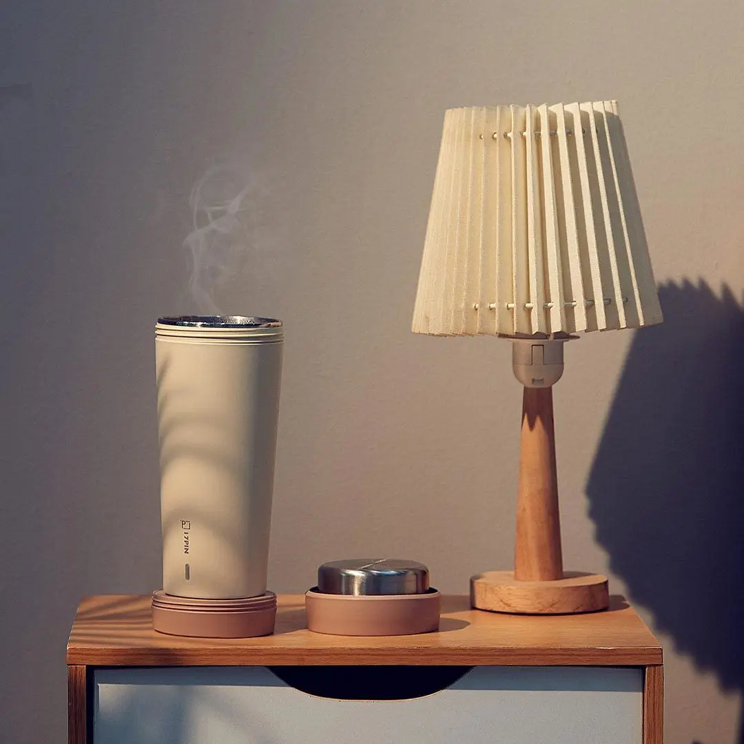 2021 400ML IP OEM Design Logo Customized  Hot Water White Smart Heating Cup Electric Stainless Steel Mini Small Portable Kettle