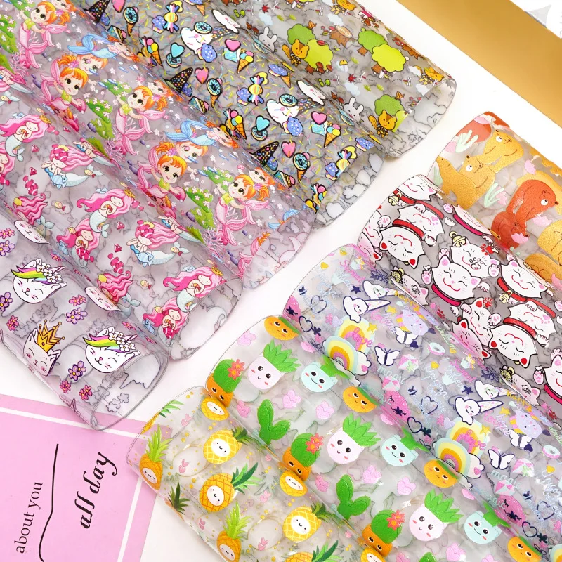 30CM*120CM New Design Fruit Mermaid Animals Pattern Waterproof Leather Fabric For Bag Shoes Making