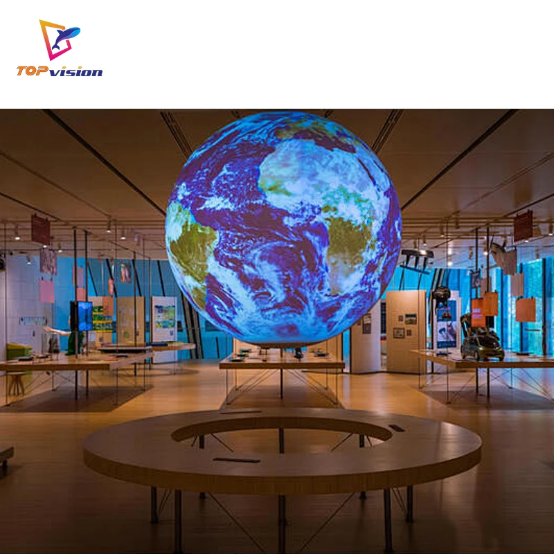 TOPvision Circle Shape Factory OEM LED Ball P1.5 P1.8 P2 P2.5 Sphere Irregular Shape Spherical LED Panel Globe Screen Display