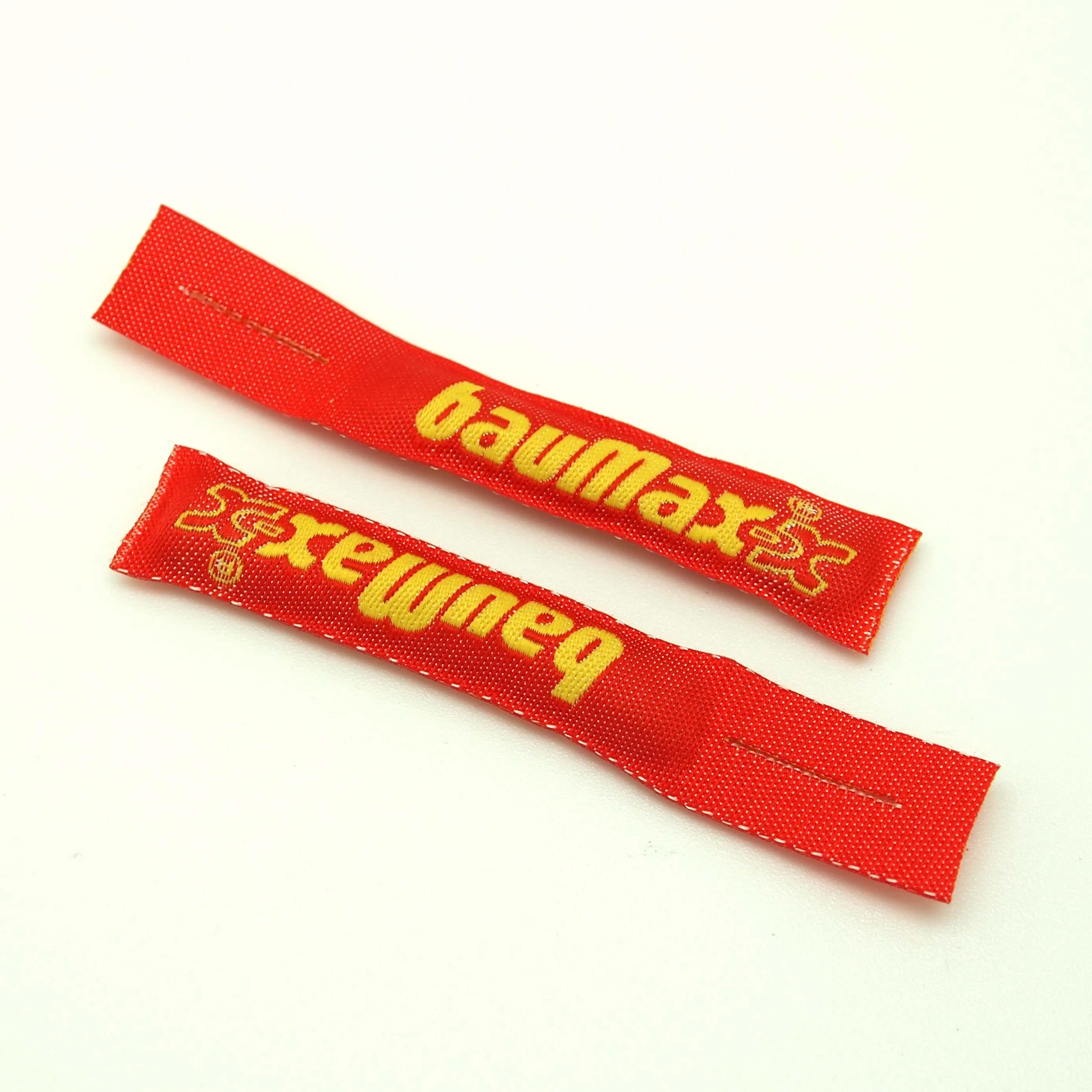 loveey Beauty collections Woven Tags With Filled Cotton Custom Brand Logo Embossed Garment Woven Fabric Label