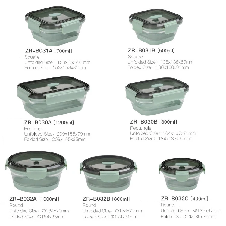 IKOO collapsible china wholesale silicon food storage containers foldable silicon lunch box