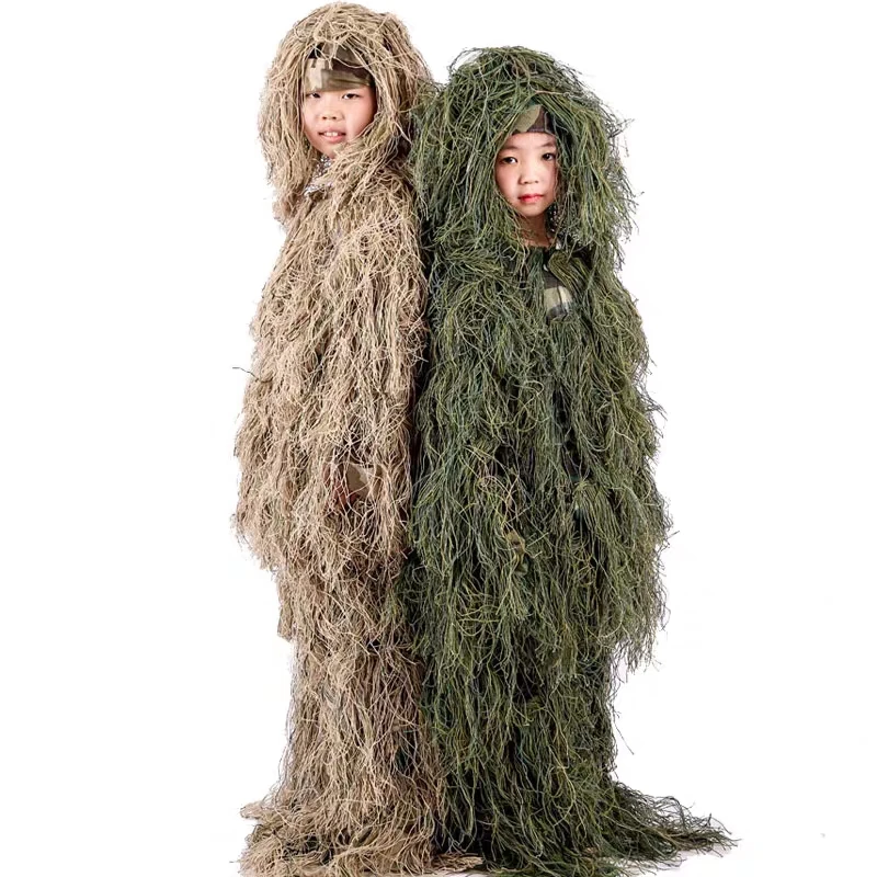 Hunting Kids Children Woodland Camo Sniper Ghillie Suit Clothes Woodland Tactical Uniform Army Clothing Ghillie Suit