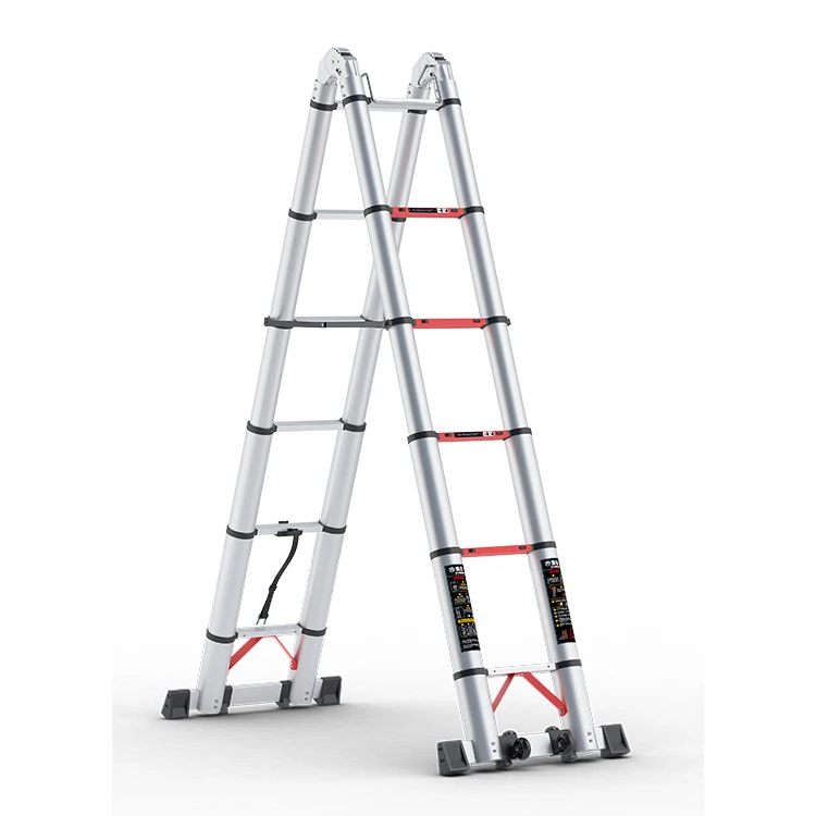 Aluminium Telescopic Ladder Red Multifunctional ladder Aluminum Stainless Steel Herringbone Ladder