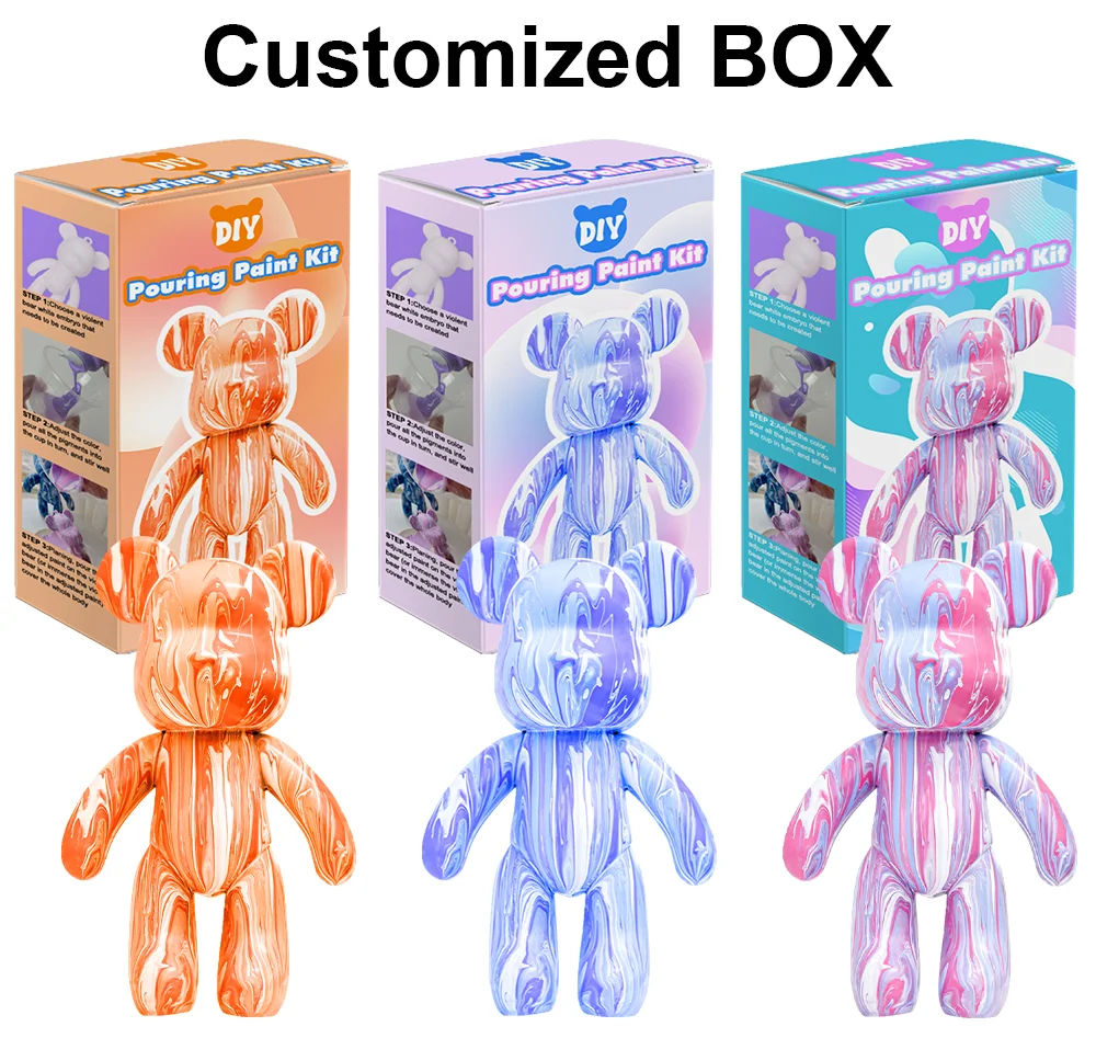 KHY 2024 Tiktok Hot Sale Fluid Violent Bear Doll Ornaments Creative Gift Diy White Embryo Enamel Liquid Bear