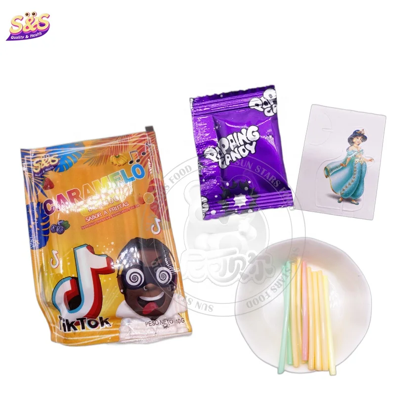 Fruity Cartoon Tattoo Sticker CC Stick Popping Candy Tablet Packaged in Bottle