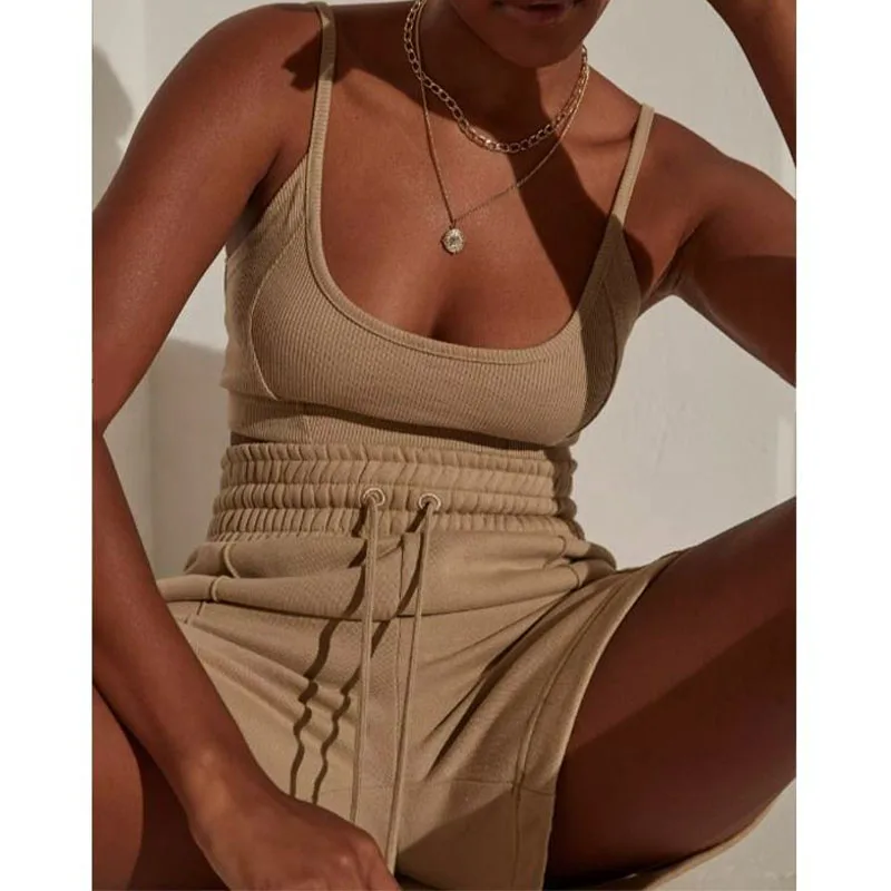 Summer Two Piece Set Women Clothing Causal Sports Wear 2 Piece Short Set Women 2024 Outfits Biker Short Set