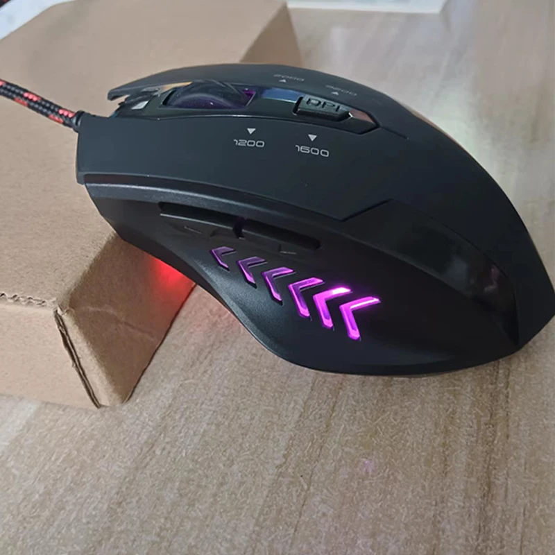 Прямая поставка с завода, проводная игровая светящаяся мышь с 6 кнопками dpi3200, цветная оплетка, оптическая компьютерная мышь