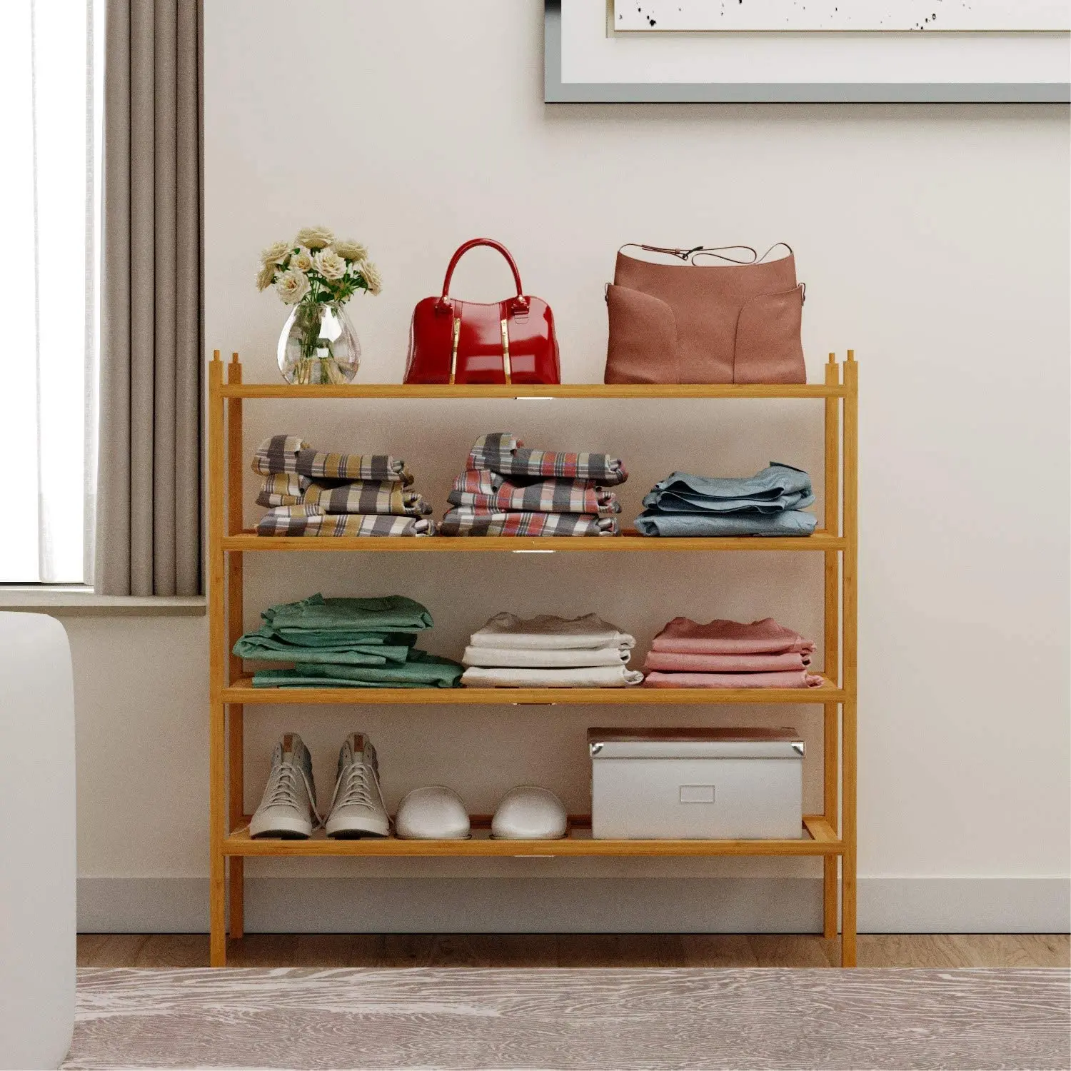 New design multi layer DIY  bamboo shoe rack organizer display shelf