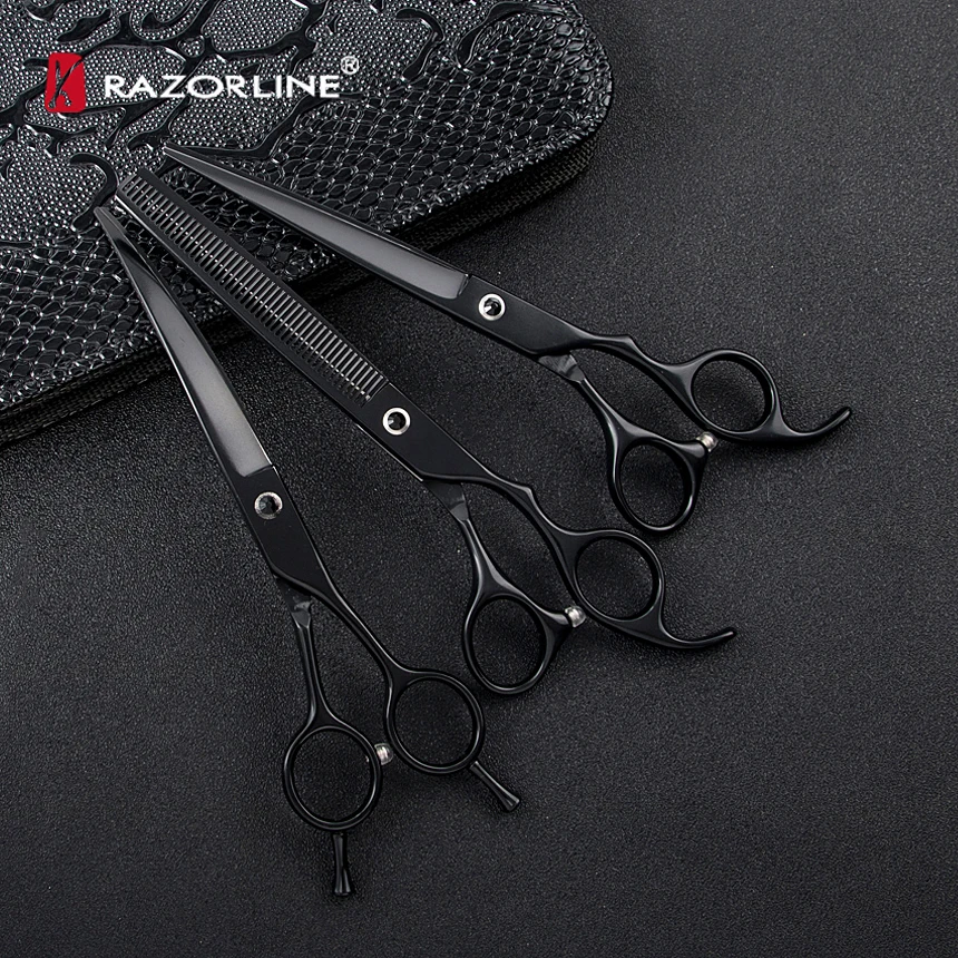 Dog Shears Kit Dog Thinning Scissors SUS420J2+ Stainless Steel Dog Scissors Set  Curved Shears