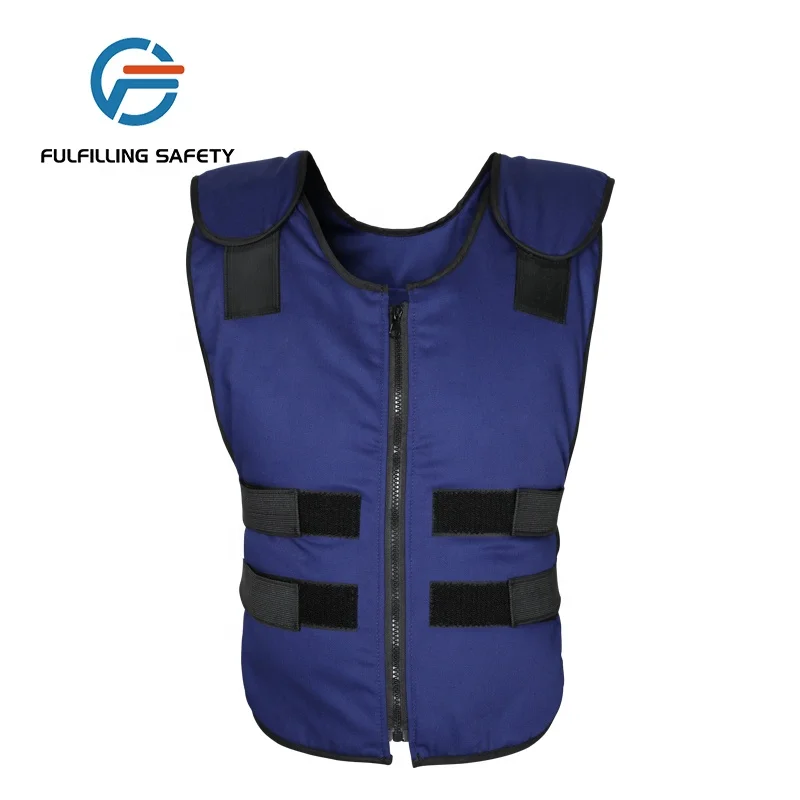 Scoop neck front zipper closure ultra cooling vest with phase change material ice pack