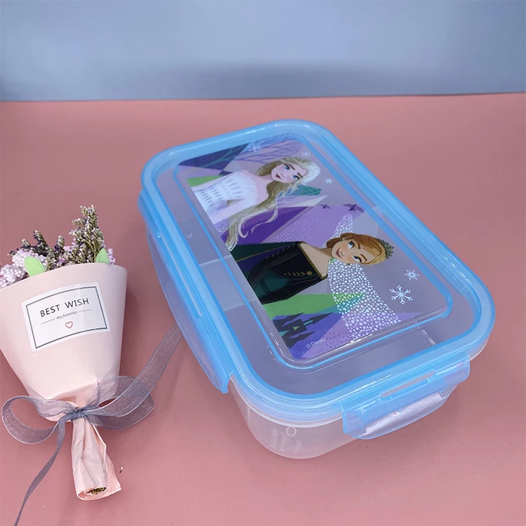 Food Grade Pp Material Dinnerware Sets Cartoon Printing Transparent Food Container School Lunch Bento Box For Kids