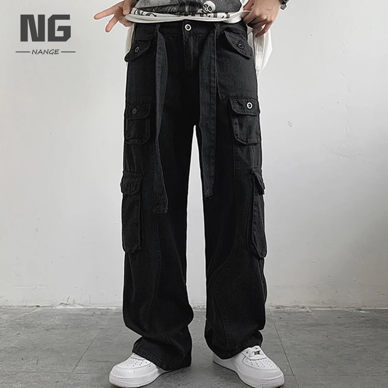 Manufacturer Custom Hip Hop High Street Mens Cargo Pants Multi Pockets Loose Mens Trousers