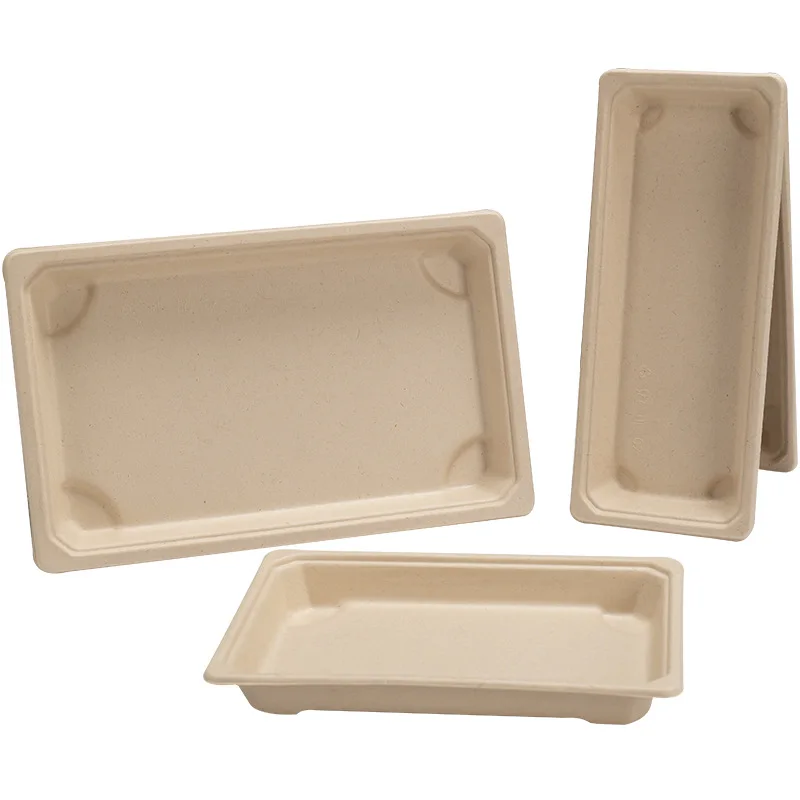 Disposable biodegradable Sushi Box packaging Sushi Fruits Display Food Box Paper Pulp container