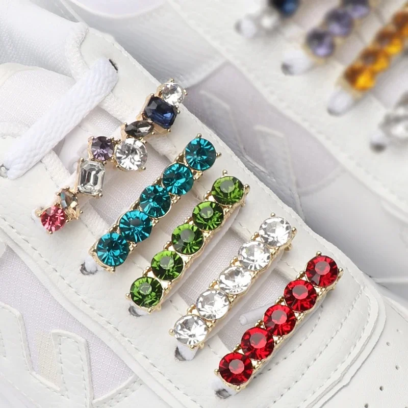 Olian Shoelaces Charms for Sneakers Shoelaces Clips Decorations Faux Pearl Casual Metal Rhinestone Shoe Laces Buckle for Girl
