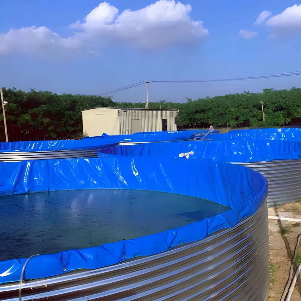 Factory Agricultural Aquaculture RAS Equipment Fish Pond Pvc Canvas Round Corrugated Fish Pond Shrimp Pond