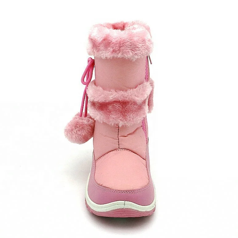 Воротник из искусственного меха модные милые водонепроницаемые детские зимние меховые сапоги из ПВХ зимние сапоги для детей