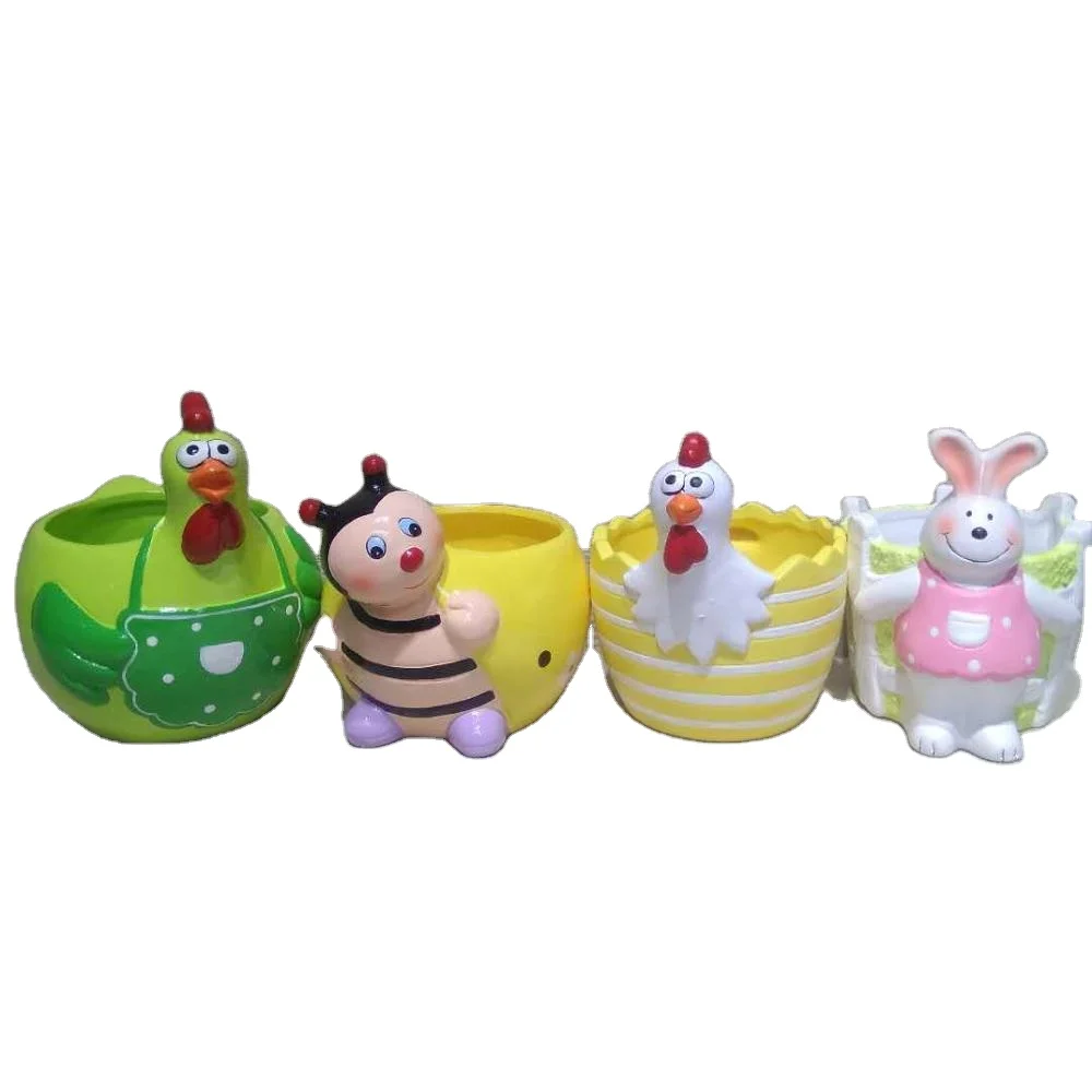 Cute Animal Shaped Rabbit Hen,Bee Flower Ceramic Pots for SALE