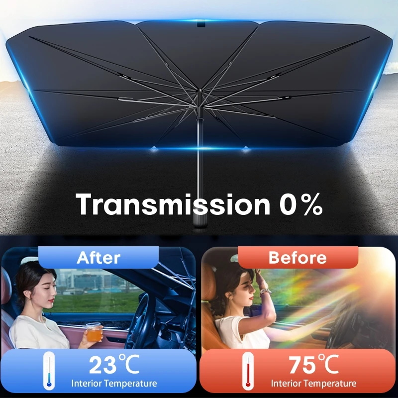 Car Windshield Sun Shade Umbrella Foldable Car Front Window Sunshade SUV Automotive UV Ray Block & Sun Heat Protection Sunvisor