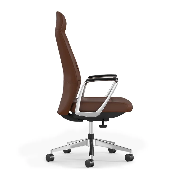 GRE515 Car seating luxury PU leather executive ceo office chair with aluminum alloy fixed armrests