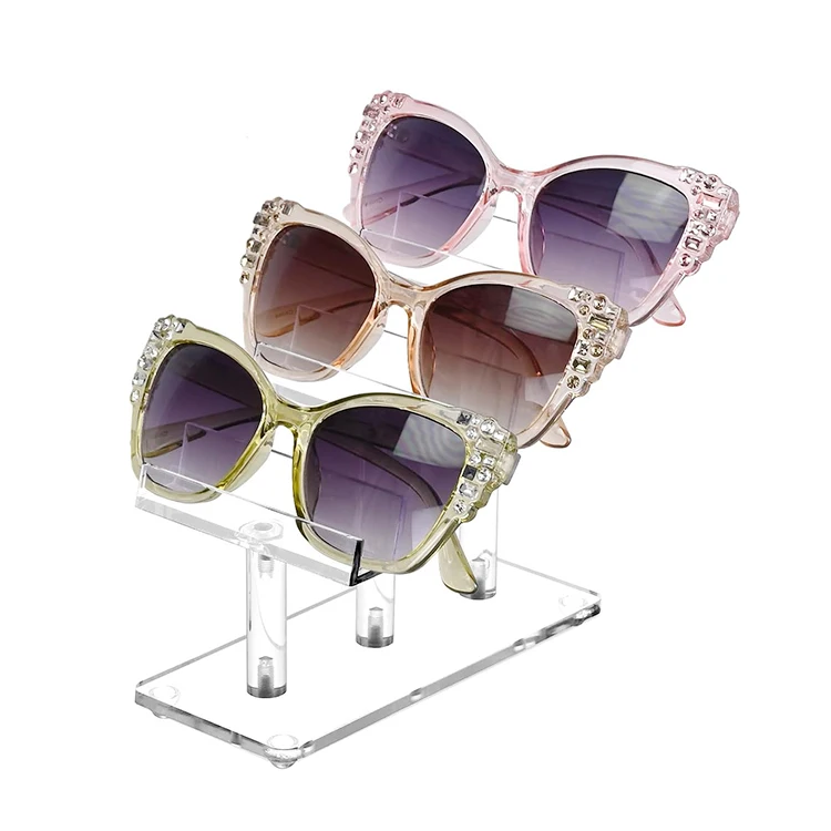 Acrylic Eyeglasses Frame 3 Tier Stand Sunglasses Rack, Acrylic Sunglasses Display Rack Holder for home office and exhibition