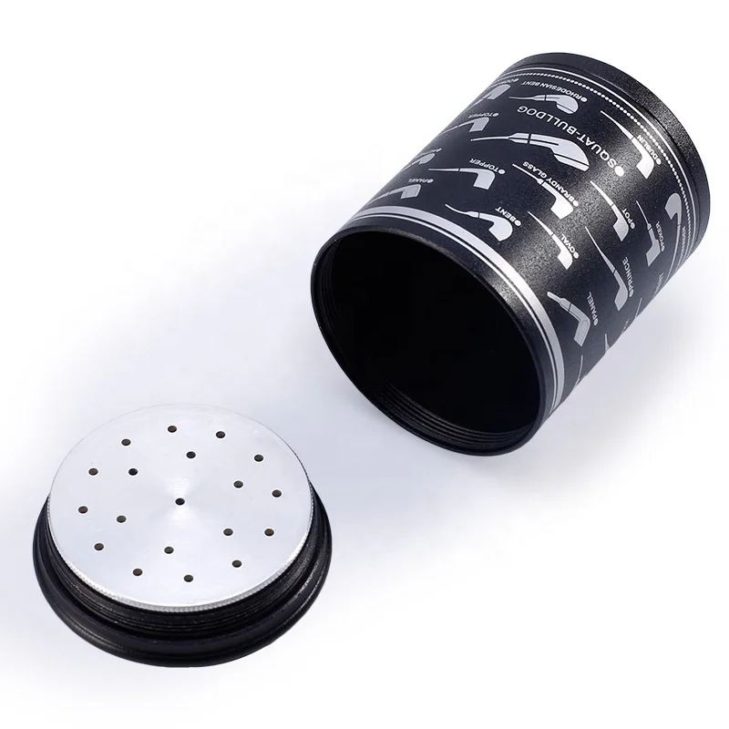 JF-056 D7.8*H10cm 283g JIFENG factory pipe accessories aluminium metal cigar tube pipe tobacco jar with hygrometer