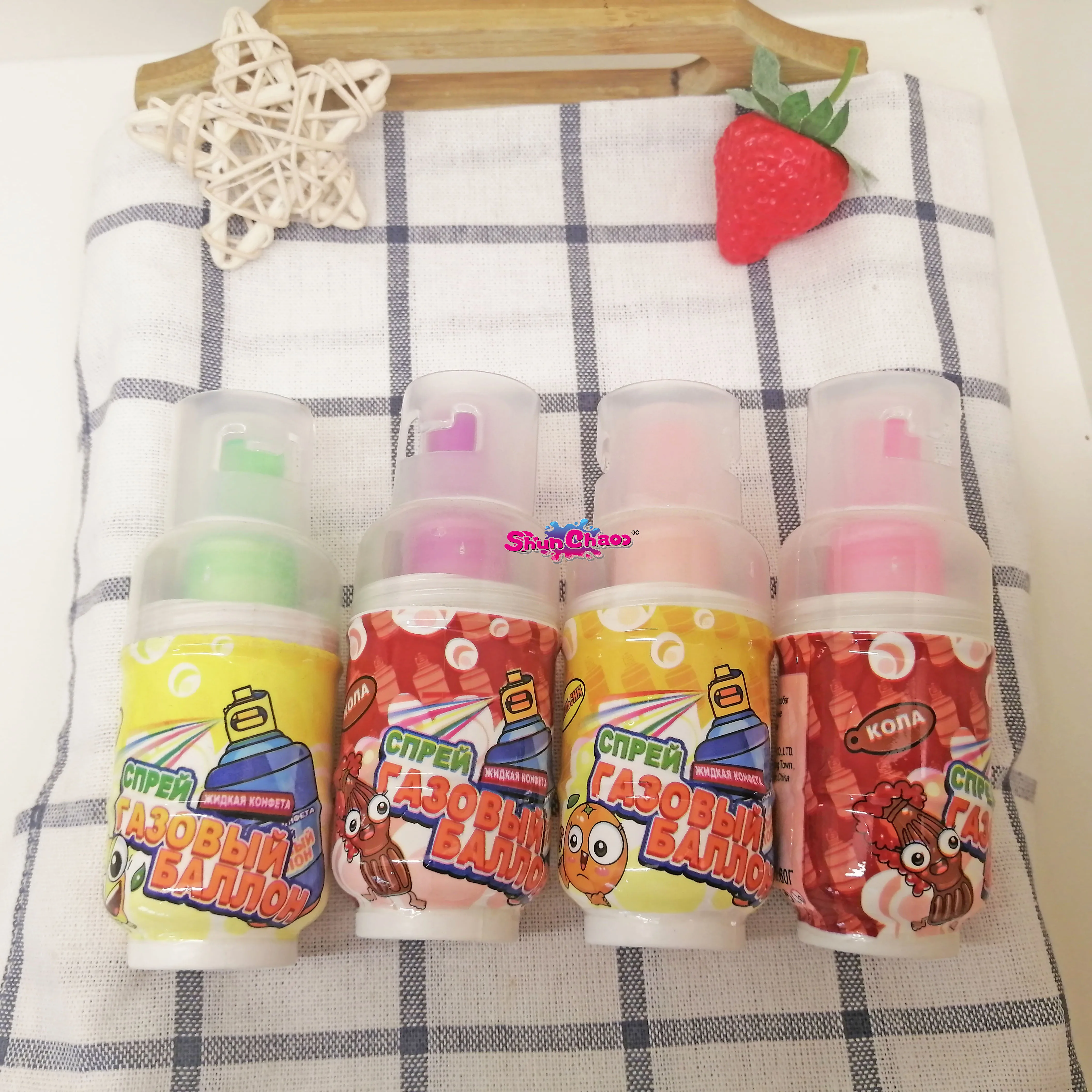 New OEM Factory Price Gas-jar Shape Toy  Fruity Syrup Spray Liquid Candy