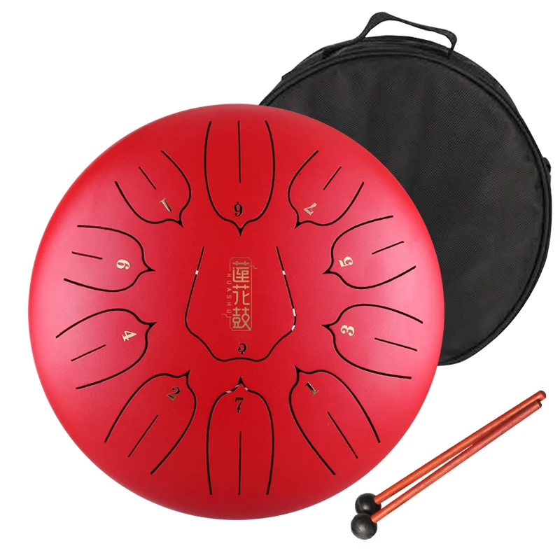 Hluru Hot Sale 11 Note 10 Inch Handpan Musical Instruments Drums F Tone Percussion Instrument Lotus Steel Tongue Drum THD11