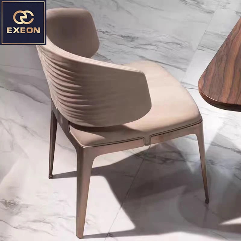 Modern Italian light Luxury Home Luxury Leather Armchair Simple Villa Furniture Restaurant Design Dining Chair