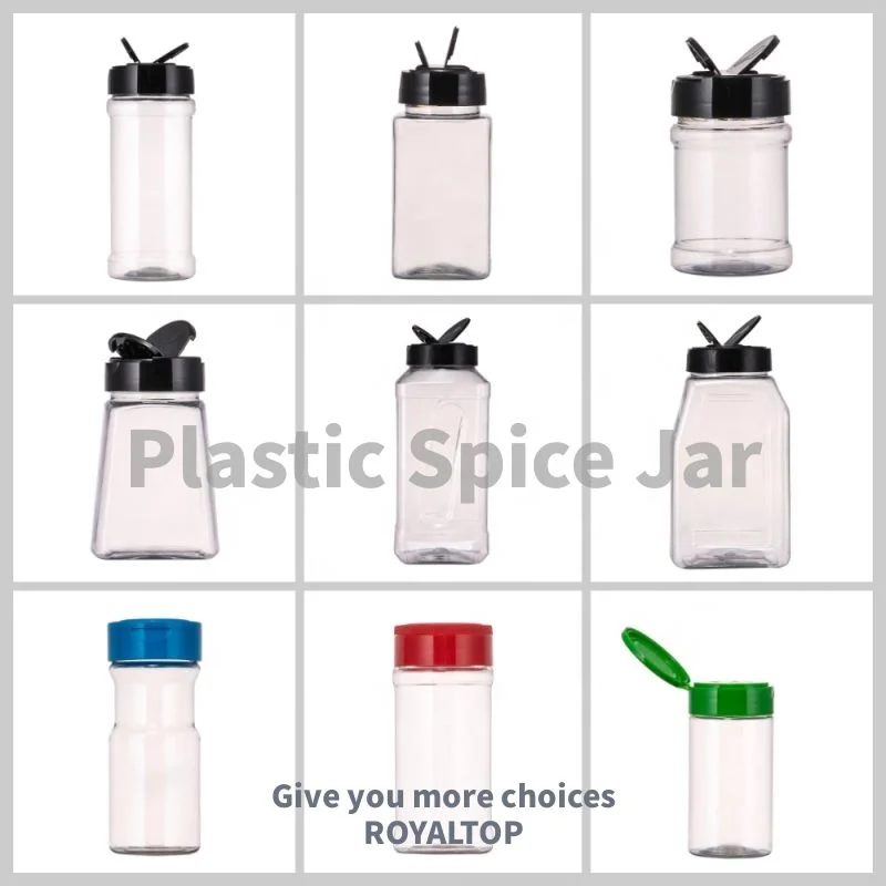 Excellent value condiment container 2oz 4oz 8oz plastic spice bottles spice flip top jar Food grade plastic spice shaker
