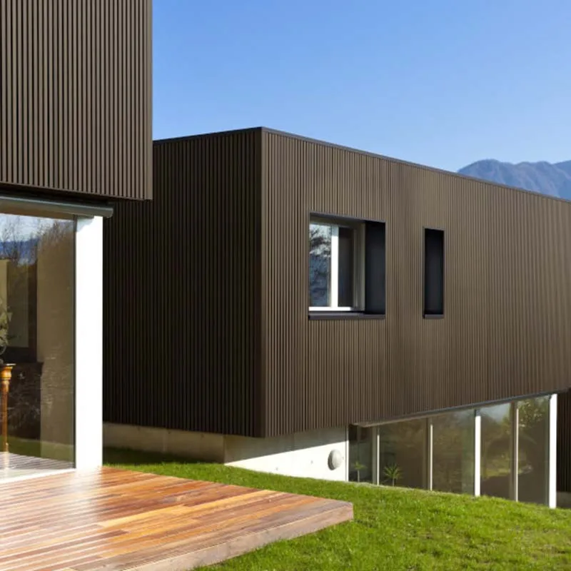 Building Facade Hotel Background Decorate Bamboo Waterproof WPC Interior Composite Wood Ceiling Cladding Fluted Wall Panel Board